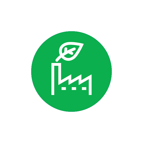 a green circle with a white logo with a leaf on it