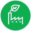 a green circle with a white logo with a leaf on it
