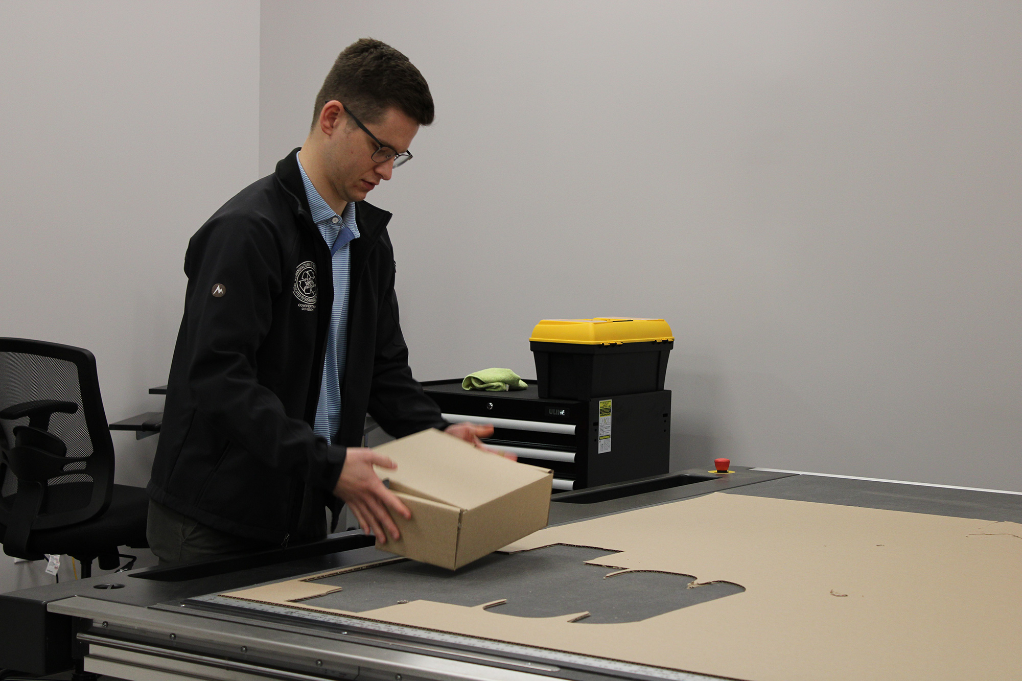 a man holding a box