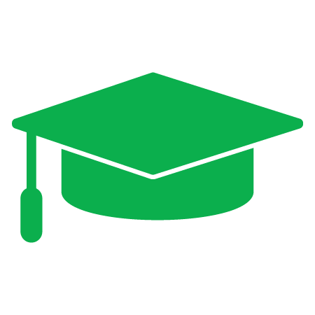 a green square academic cap with tassel