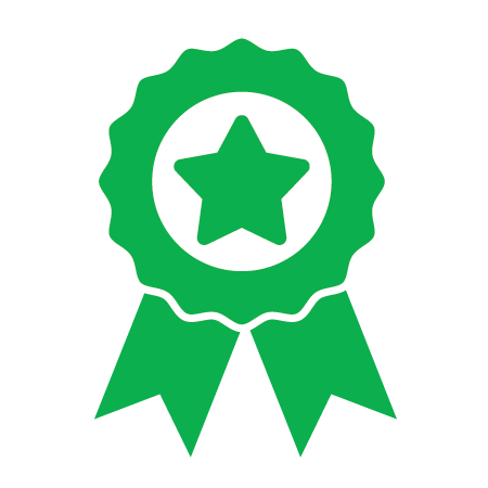 a green and white star and ribbon