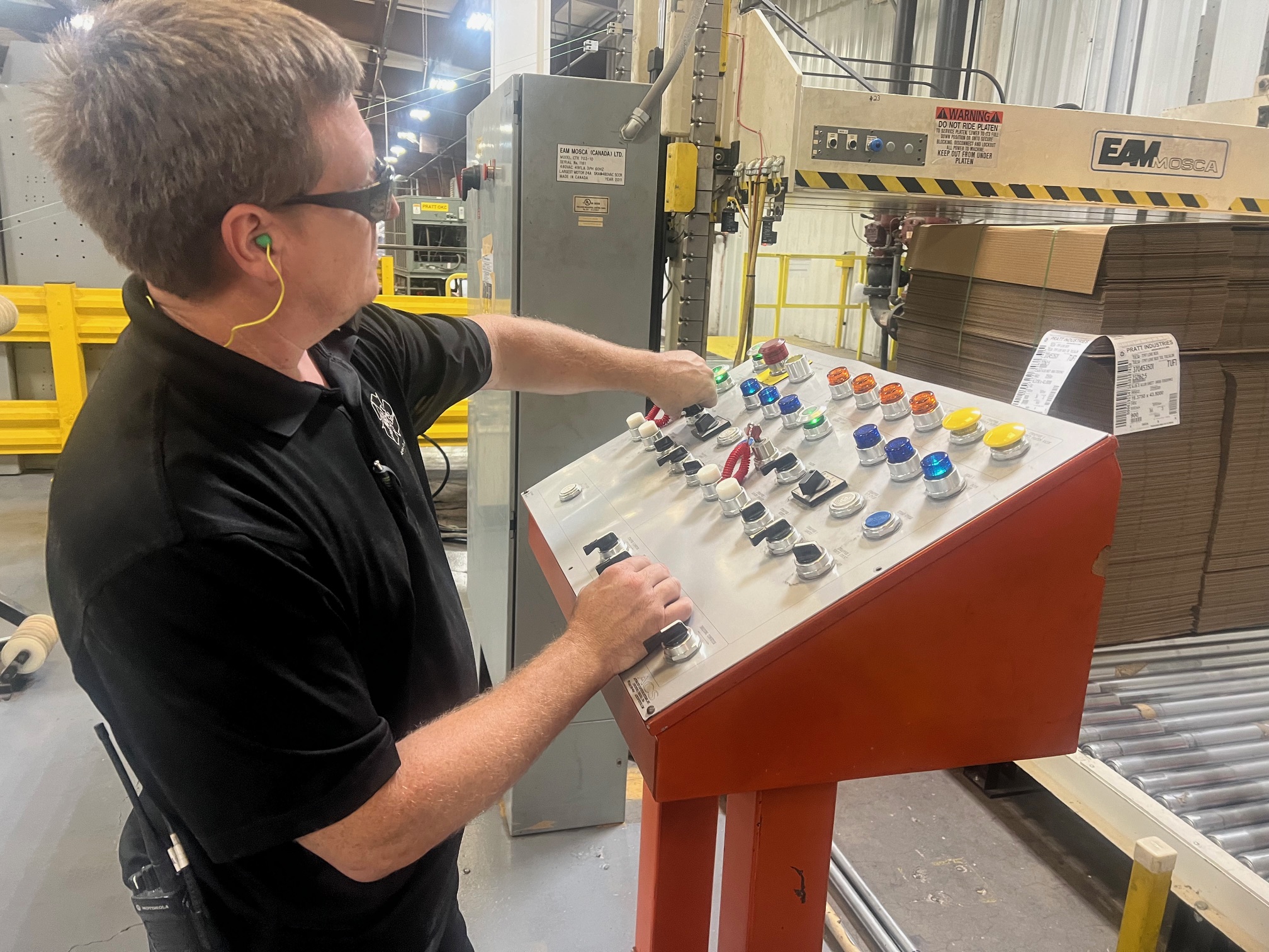 a man operating a machine