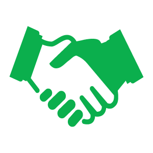 a green handshake with black background
