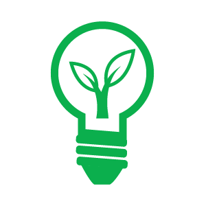 a green light bulb with a plant inside