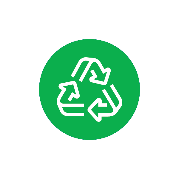 a green circle with white arrows in it