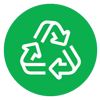 a green circle with white arrows in it